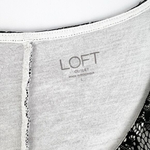 LOFT Black Lace Layered Tank Top Large - Picture 5 of 6